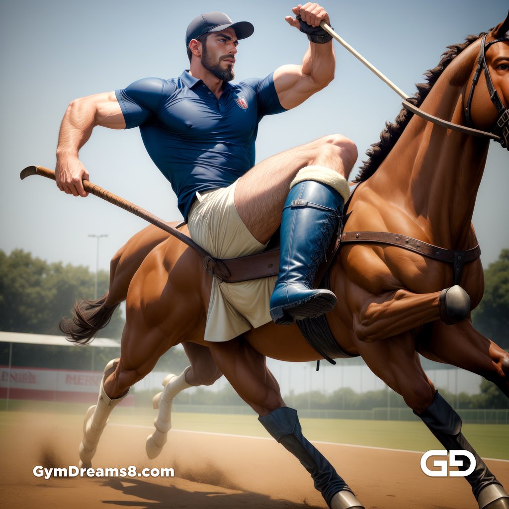 Polo, Suddenly Gay. Photorealistic 3d render of men playing a game of polo, kissing, with Stable Diffusion and Airfuck’s Wild Mix.