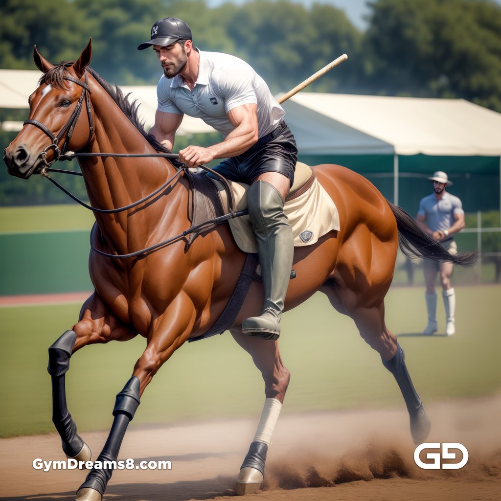 Polo, Suddenly Gay. Photorealistic 3d render of men playing a game of polo, kissing, with Stable Diffusion and Airfuck’s Wild Mix.