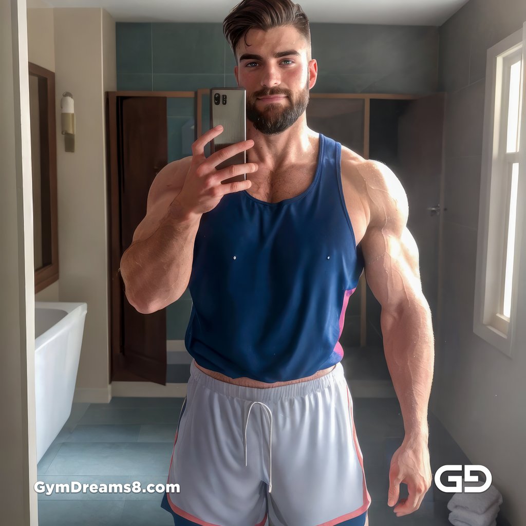 Selfie after the Gym. Stable Diffusion with Virile Reality.