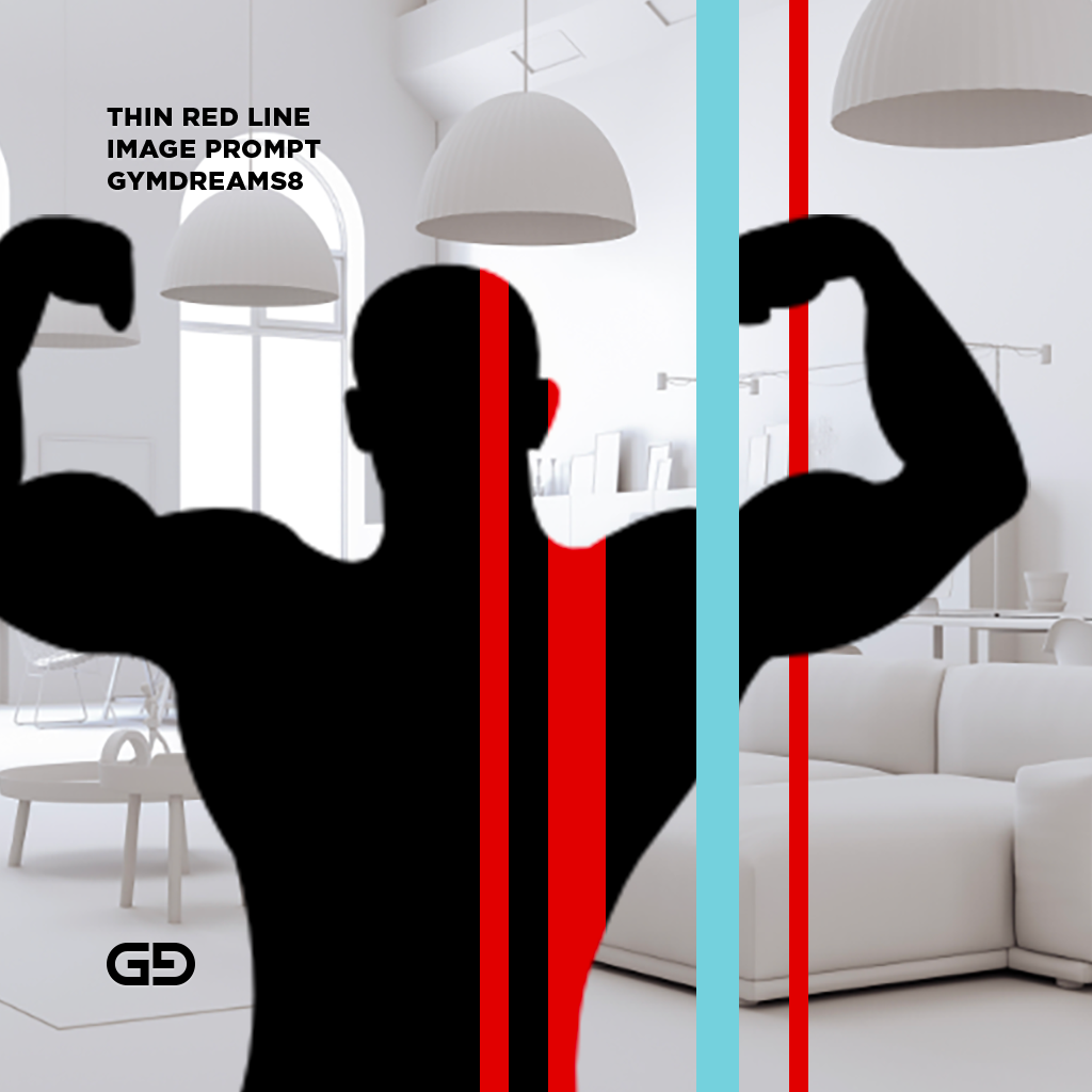 Red Stripe, Composition of bearded man with red stripes, with Midjourney Image Prompts