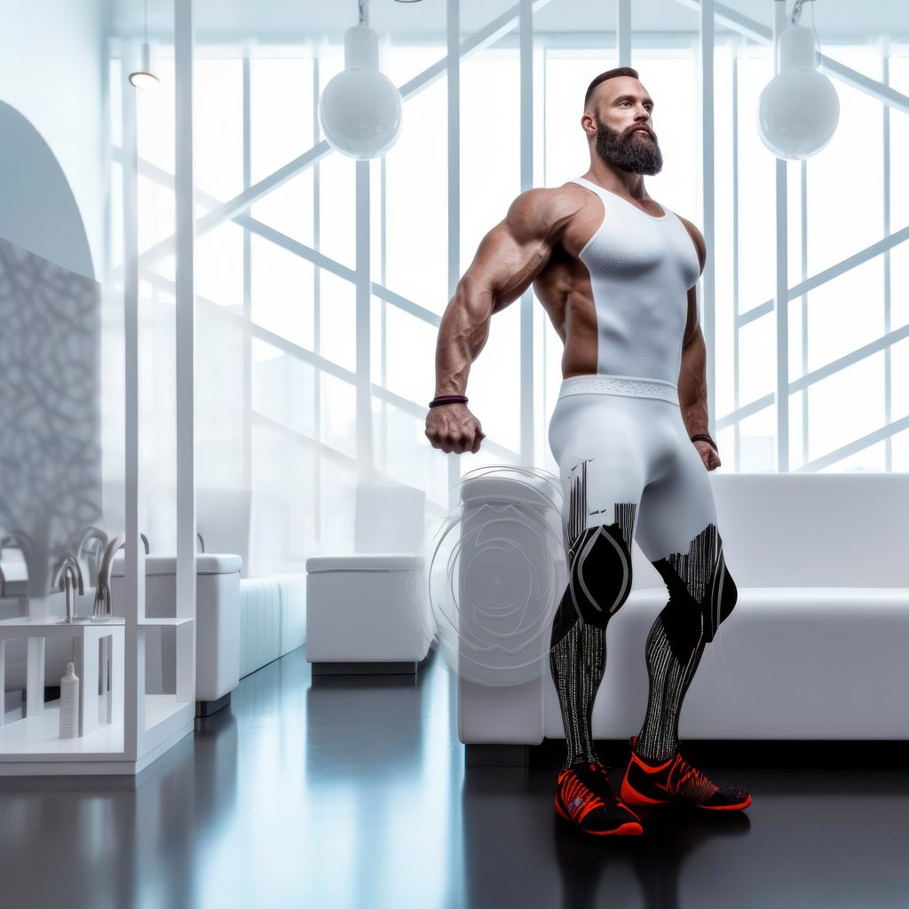 Red Stripe, Composition of bearded man with red stripes, with Midjourney Image Prompts