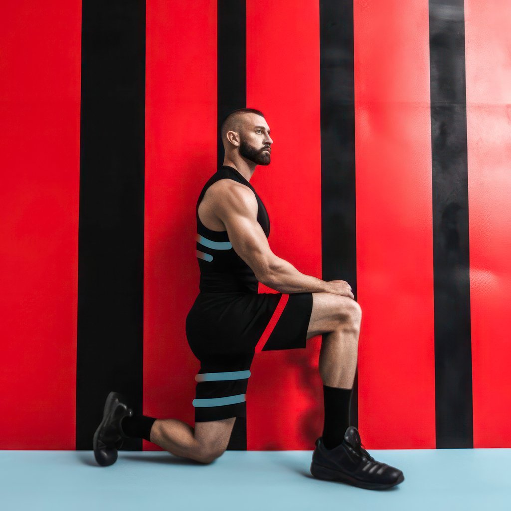 Red Stripe, Composition of bearded man with red stripes, with Midjourney Image Prompts
