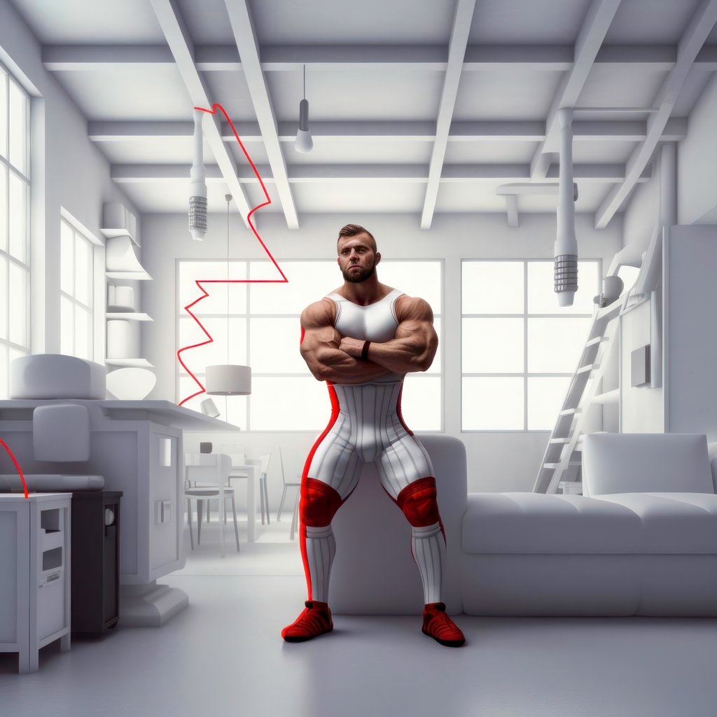 Red Stripe, Composition of bearded man with red stripes, with Midjourney Image Prompts