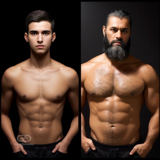 Dad and Boy, created with Stable Diffusion with Regional Prompter.