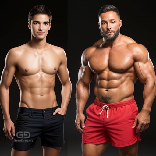 Dad and Boy, created with Stable Diffusion with Regional Prompter.