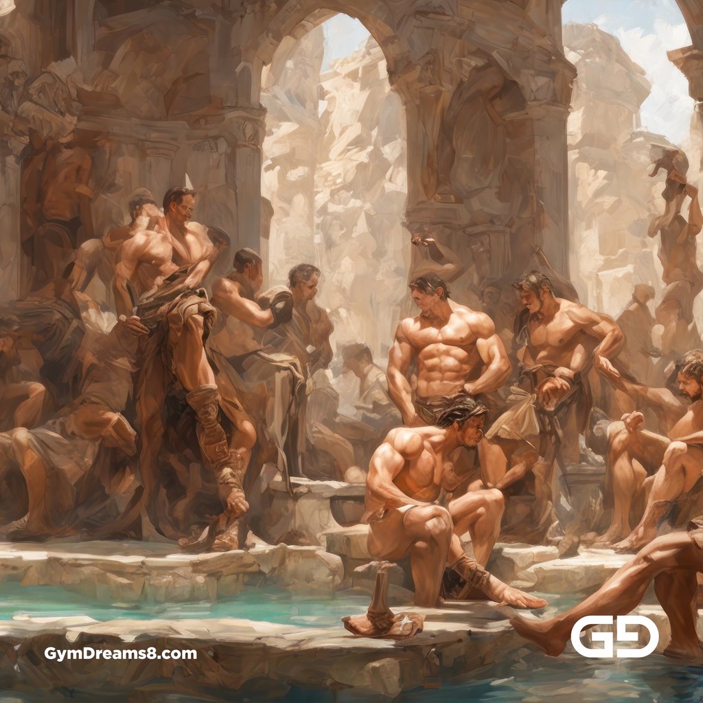 Roman Baths Panorama. Roman Baths 8.1 Painting. Stable Diffusion with SDXL.