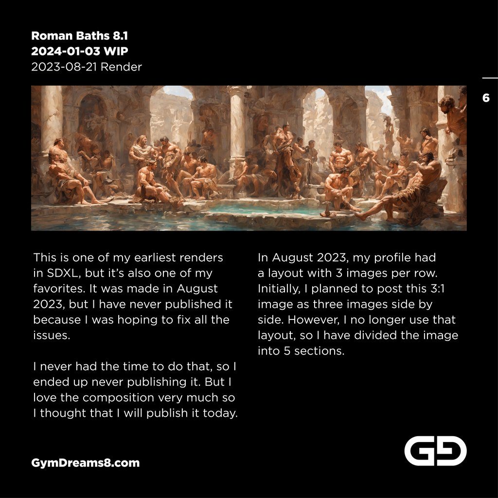 Roman Baths Panorama. Roman Baths 8.1 Painting. Stable Diffusion with SDXL.