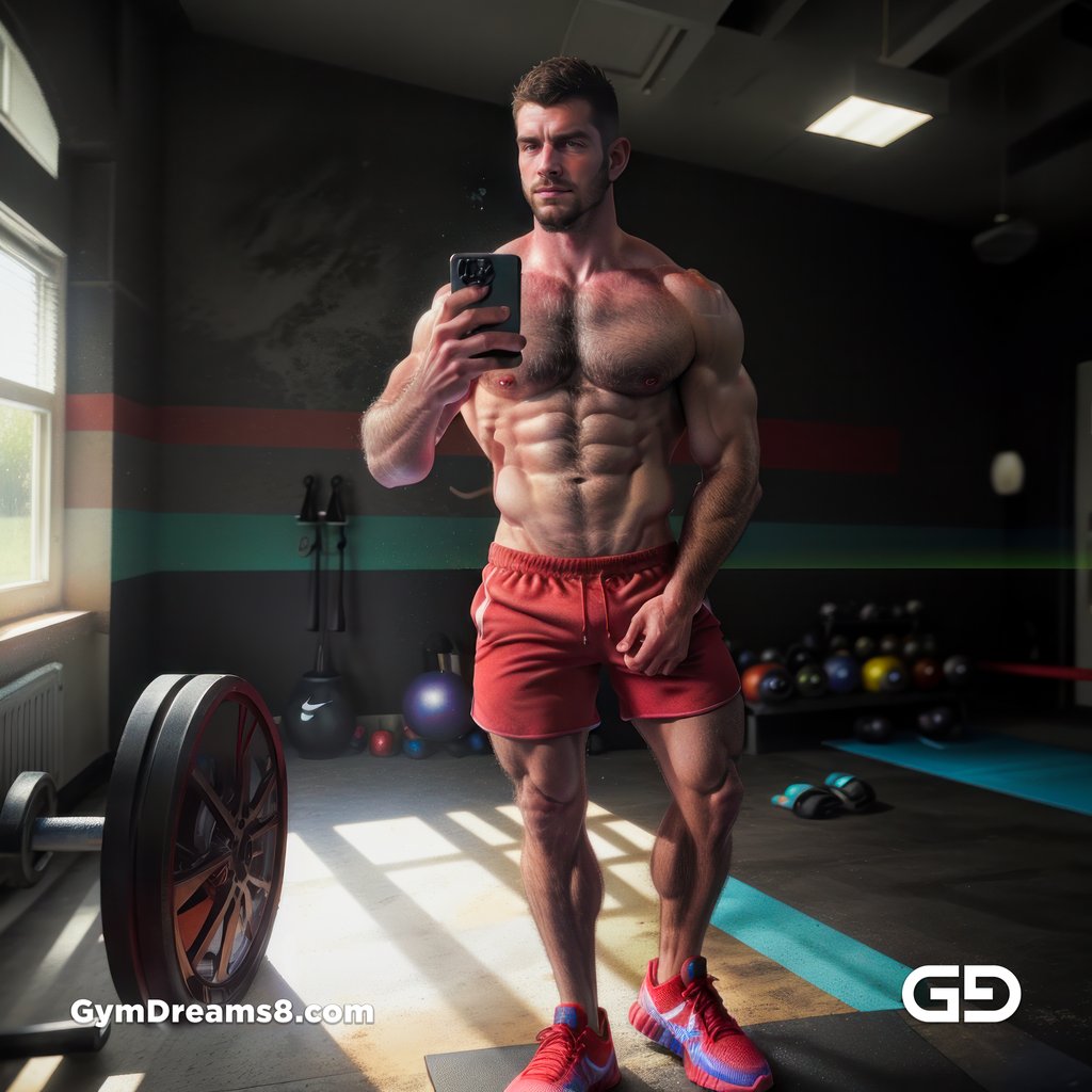 Gym Selfie, Flex Friday. Flexing at the Gym on Friday. Stable Diffusion, OpenPose Control Net, with Airfuck’s Brute Mix.
