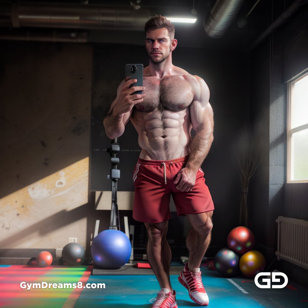 Gym Selfie, Flex Friday. Flexing at the Gym on Friday. Stable Diffusion, OpenPose Control Net, with Airfuck’s Brute Mix.