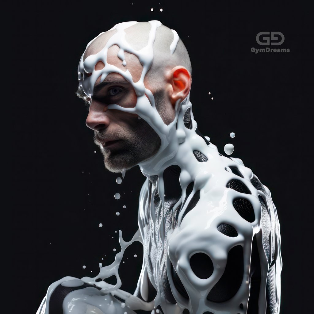 Sticky, Composition of man and goo, with Midjourney Image Prompts