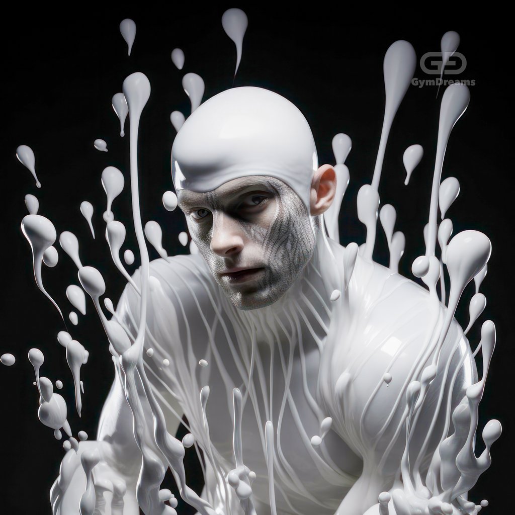 Sticky, Composition of man and goo, with Midjourney Image Prompts