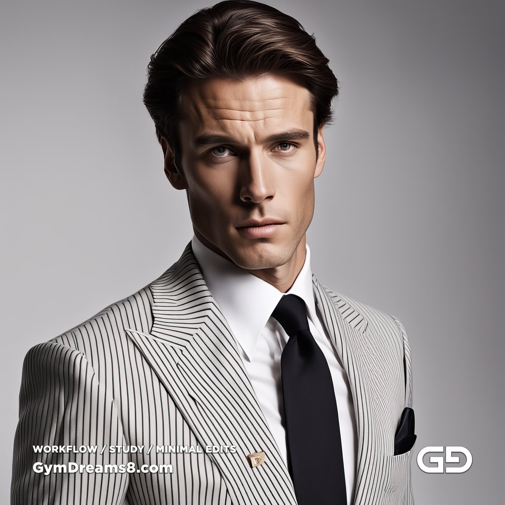 No edits. Suit, Pin Stripes. Stable Diffusion with SDXL