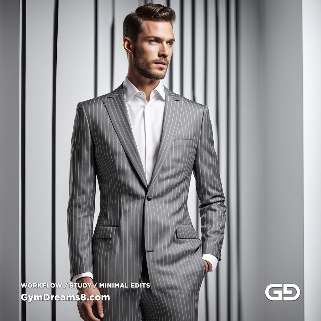 No edits. Suit, Pin Stripes. Stable Diffusion with SDXL