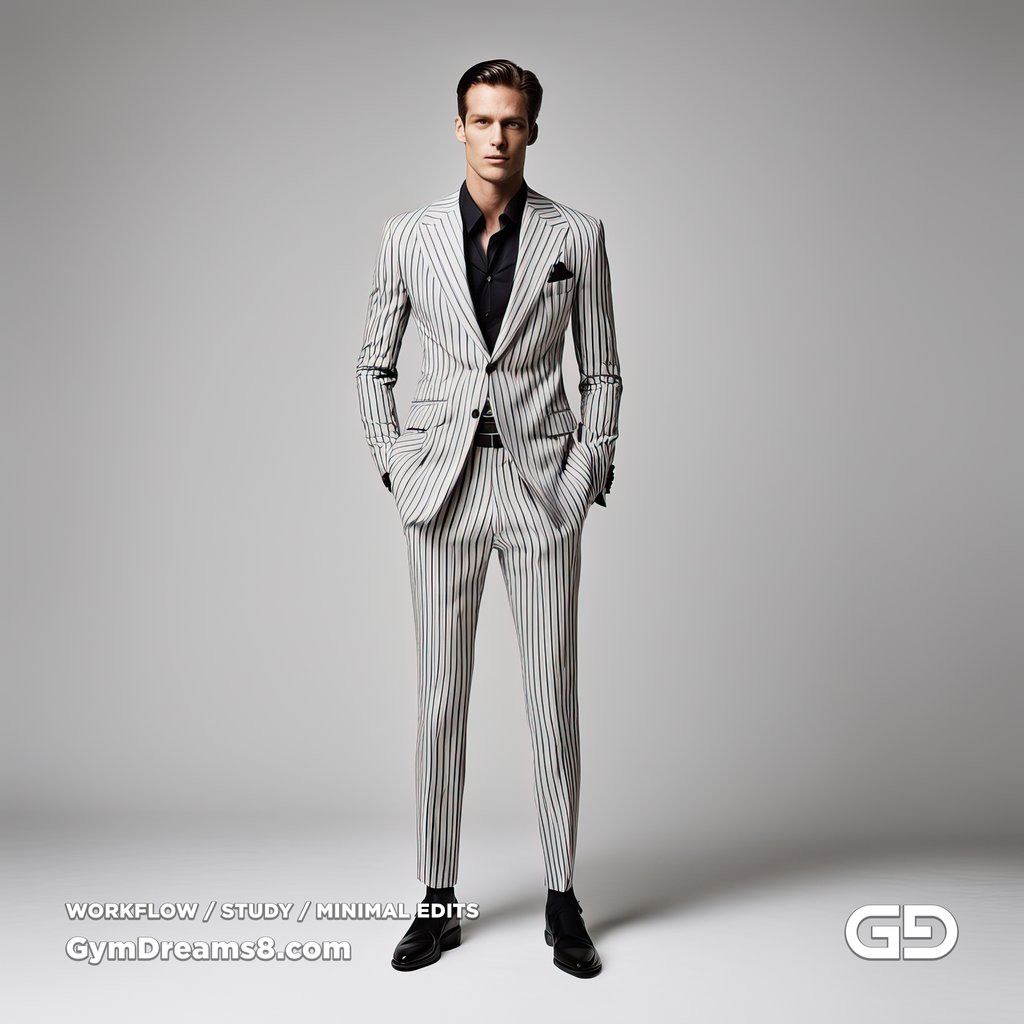 No edits. Suit, Pin Stripes. Stable Diffusion with SDXL