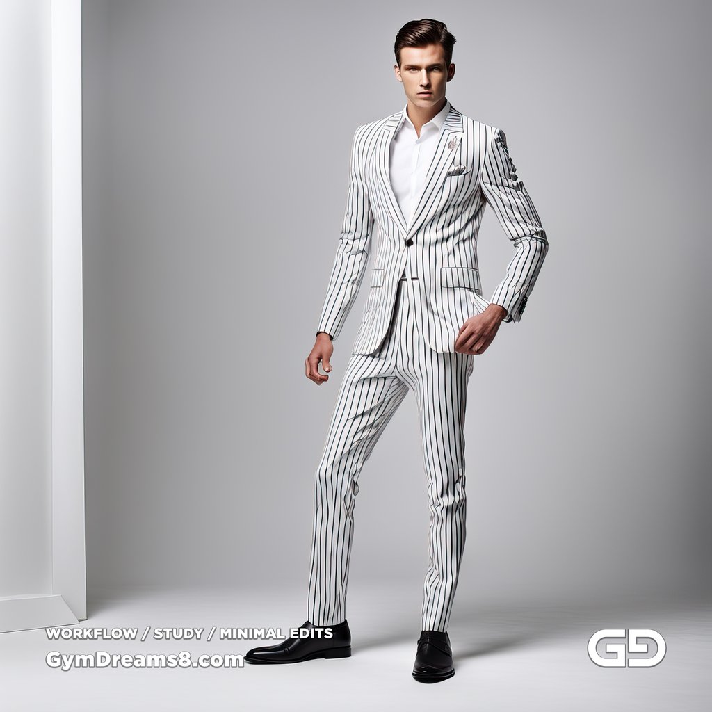 No edits. Suit, Pin Stripes. Stable Diffusion with SDXL