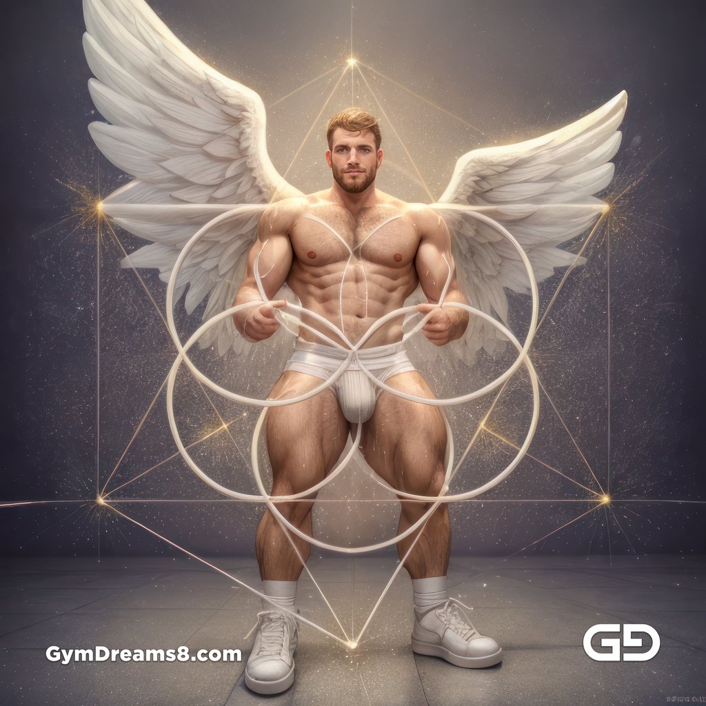 Seed of Life - Angel in Jockstrap. Sacred Geometry series. Stable Diffusion, Virile Fusion, and Control Net.