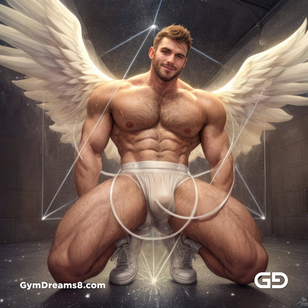 Seed of Life - Angel in Jockstrap. Sacred Geometry series. Stable Diffusion, Virile Fusion, and Control Net.