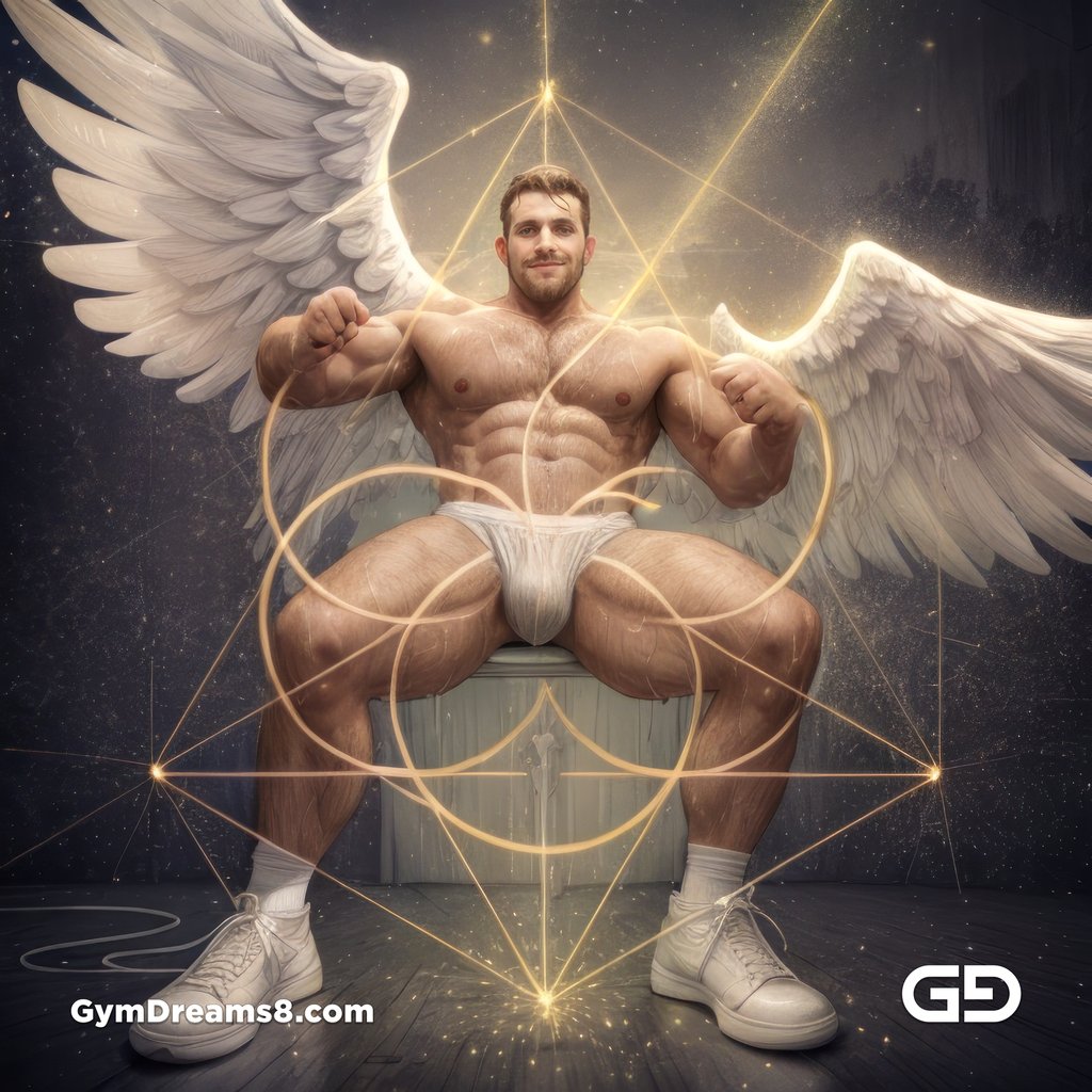 Seed of Life - Angel in Jockstrap. Sacred Geometry series. Stable Diffusion, Virile Fusion, and Control Net.