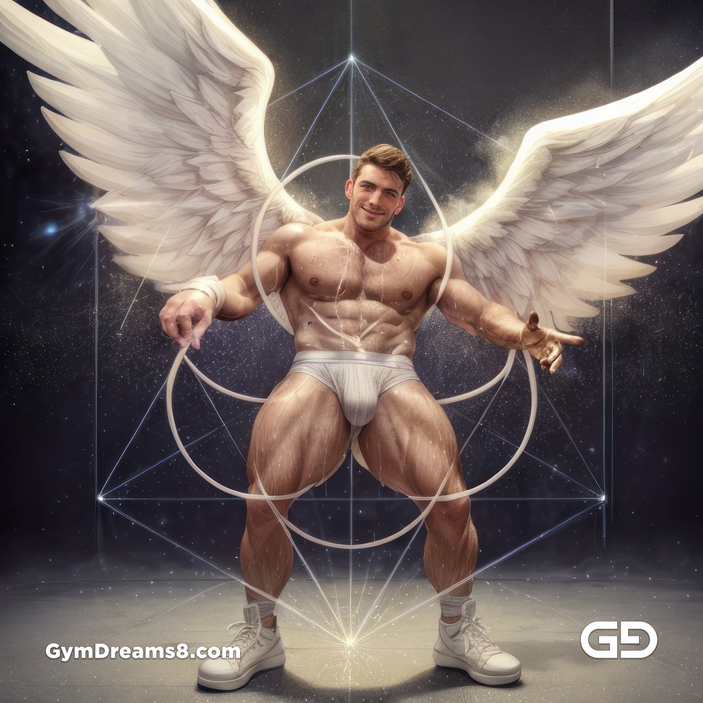 Seed of Life - Angel in Jockstrap. Sacred Geometry series. Stable Diffusion, Virile Fusion, and Control Net.