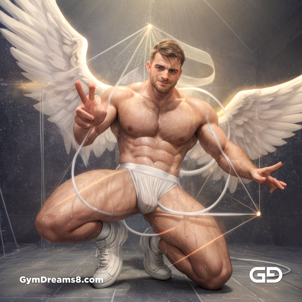 Seed of Life - Angel in Jockstrap. Sacred Geometry series. Stable Diffusion, Virile Fusion, and Control Net.