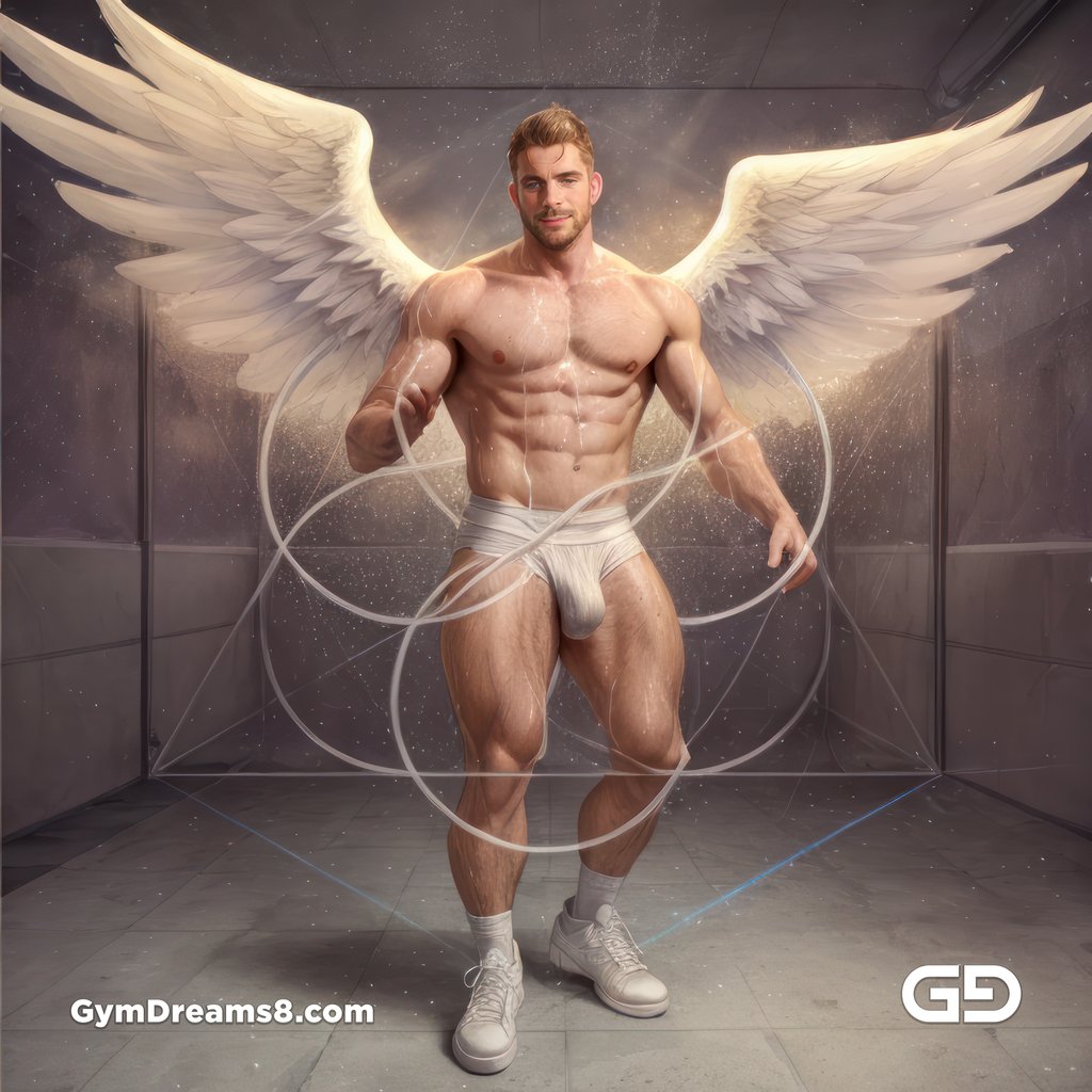 Seed of Life - Angel in Jockstrap. Sacred Geometry series. Stable Diffusion, Virile Fusion, and Control Net.