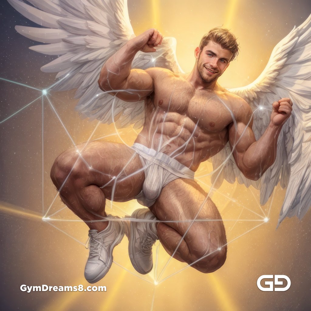 Seed of Life - Angel in Jockstrap. Sacred Geometry series. Stable Diffusion, Virile Fusion, and Control Net.