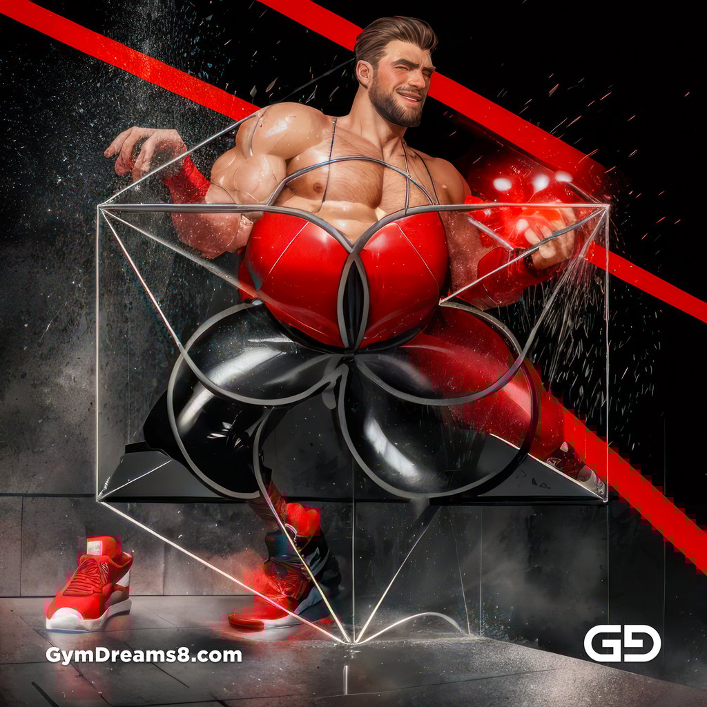 Seed of Life - Jock in Red. Sacred Geometry series. Stable Diffusion and Hunk with Latex, Jockstrap.