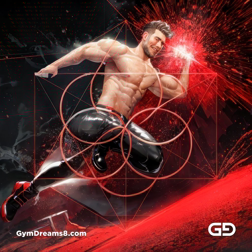 Seed of Life - Jock in Red. Sacred Geometry series. Stable Diffusion and Hunk with Latex, Jockstrap.