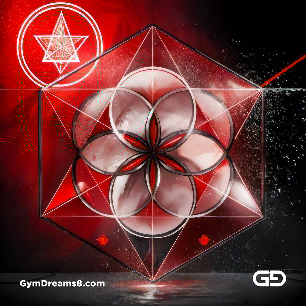 Seed of Life - Jock in Red. Sacred Geometry series. Stable Diffusion and Hunk with Latex, Jockstrap.