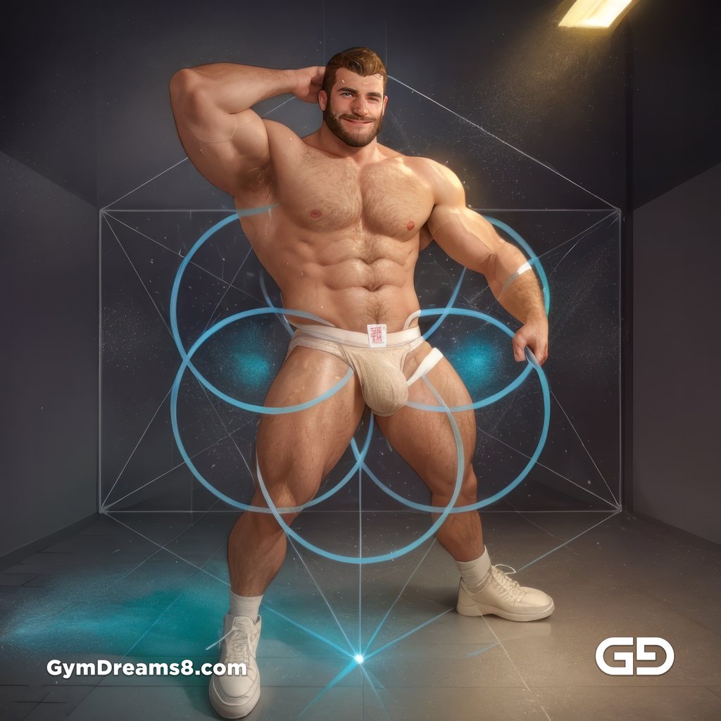 Seed of Life - Jock in Jockstrap. Sacred Geometry series. Stable Diffusion, Virile Fusion, and Control Net.