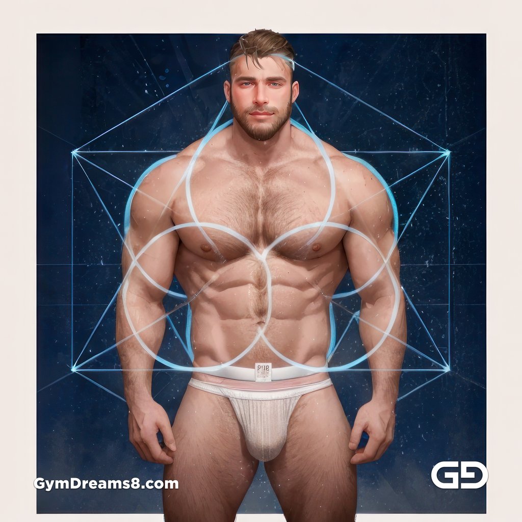 Seed of Life - Jock in Jockstrap. Sacred Geometry series. Stable Diffusion, Virile Fusion, and Control Net.