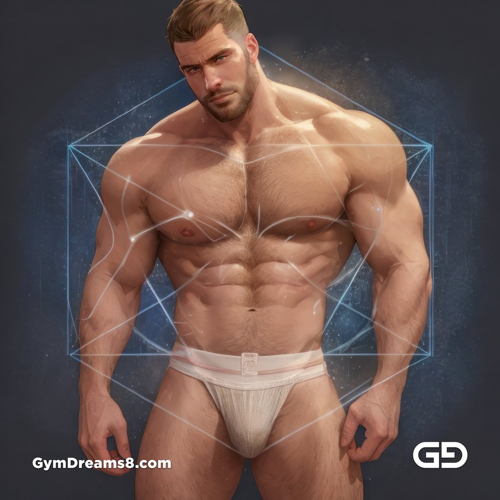 Seed of Life - Jock in Jockstrap. Sacred Geometry series. Stable Diffusion, Virile Fusion, and Control Net.