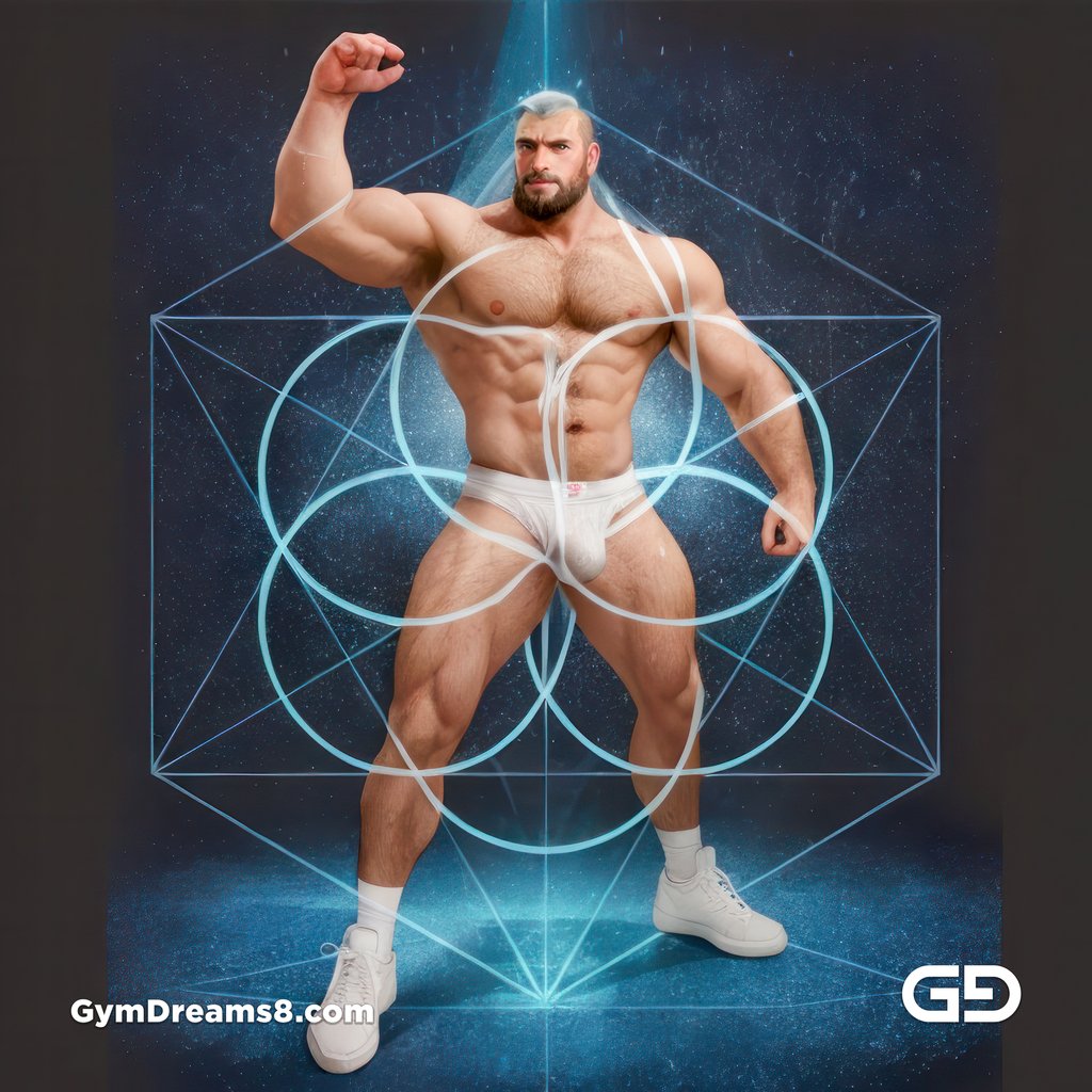 Seed of Life - Jock in Jockstrap. Sacred Geometry series. Stable Diffusion, Virile Fusion, and Control Net.