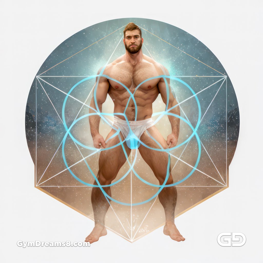 Seed of Life - Jock in Jockstrap. Sacred Geometry series. Stable Diffusion, Virile Fusion, and Control Net.