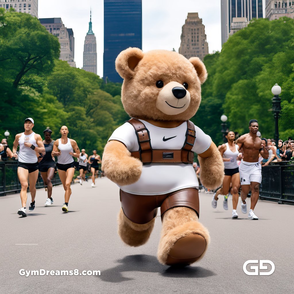 Teddy Bear, Harness, Run. Stable Diffusion with SDXL, Custom Harness LoRA by BrawnyAI