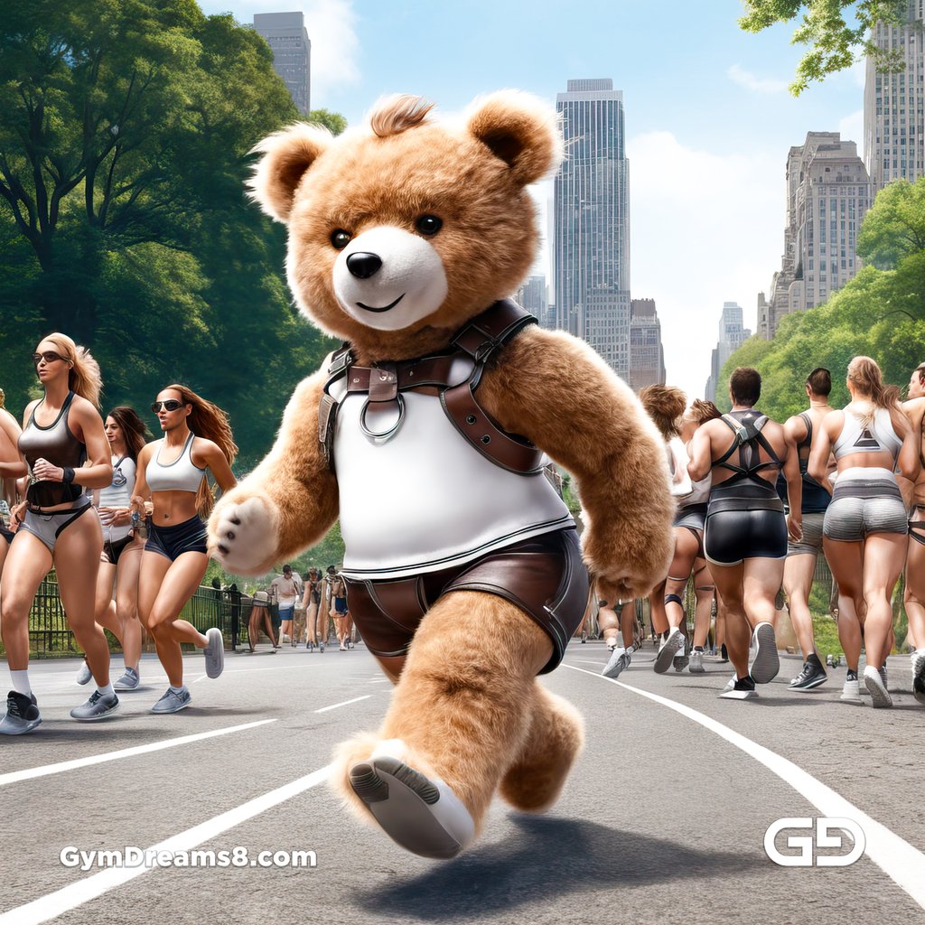 Teddy Bear, Harness, Run. Stable Diffusion with SDXL, Custom Harness LoRA by BrawnyAI