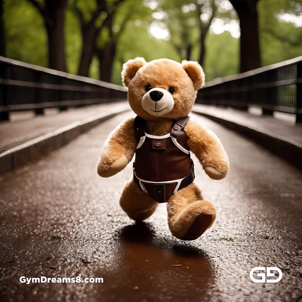 Teddy Bear, Harness, Run. Stable Diffusion with SDXL, Custom Harness LoRA by BrawnyAI