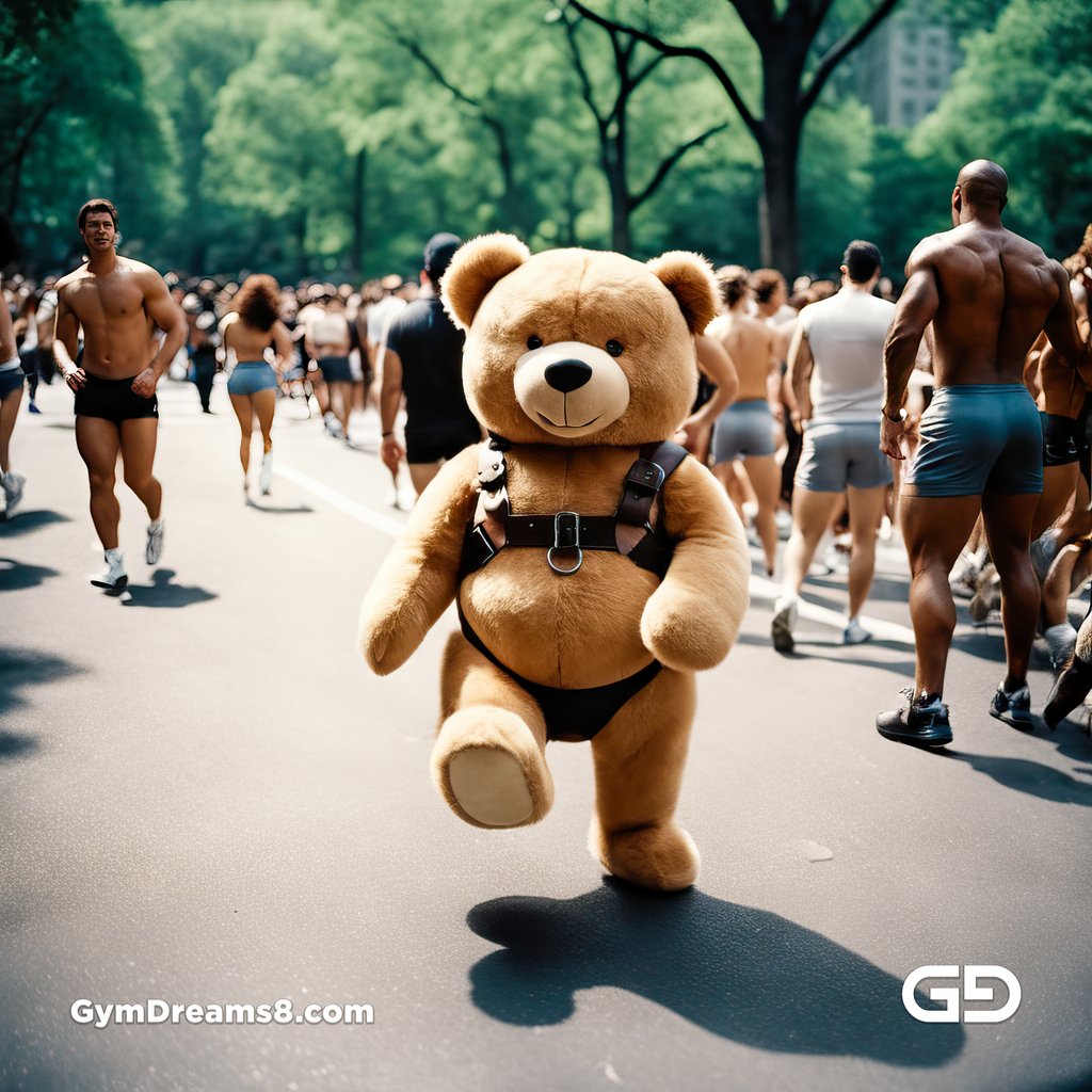 Teddy Bear, Harness, Run. Stable Diffusion with SDXL, Custom Harness LoRA by BrawnyAI