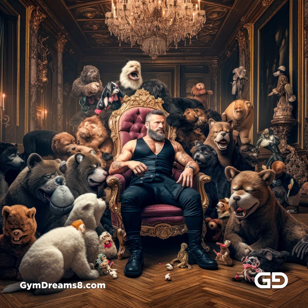 Teddy, Leather, Versailles. Rendered with Midjourney v5 and v5.1.