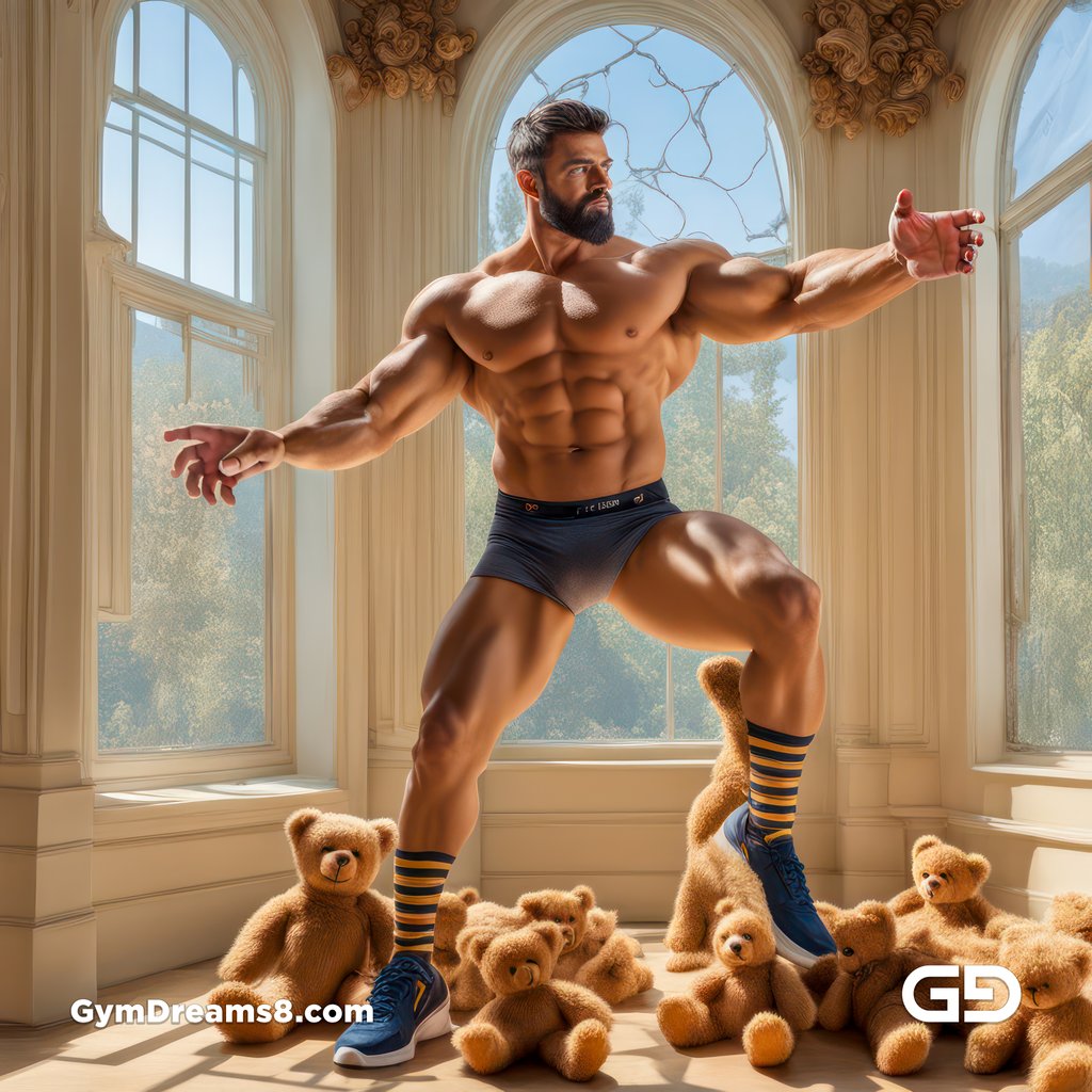 Teddy, Rugby, Stripes. Part 2. Men in long rugby socks with teddy bears. Rendered in Stable Diffusion with SDXL.