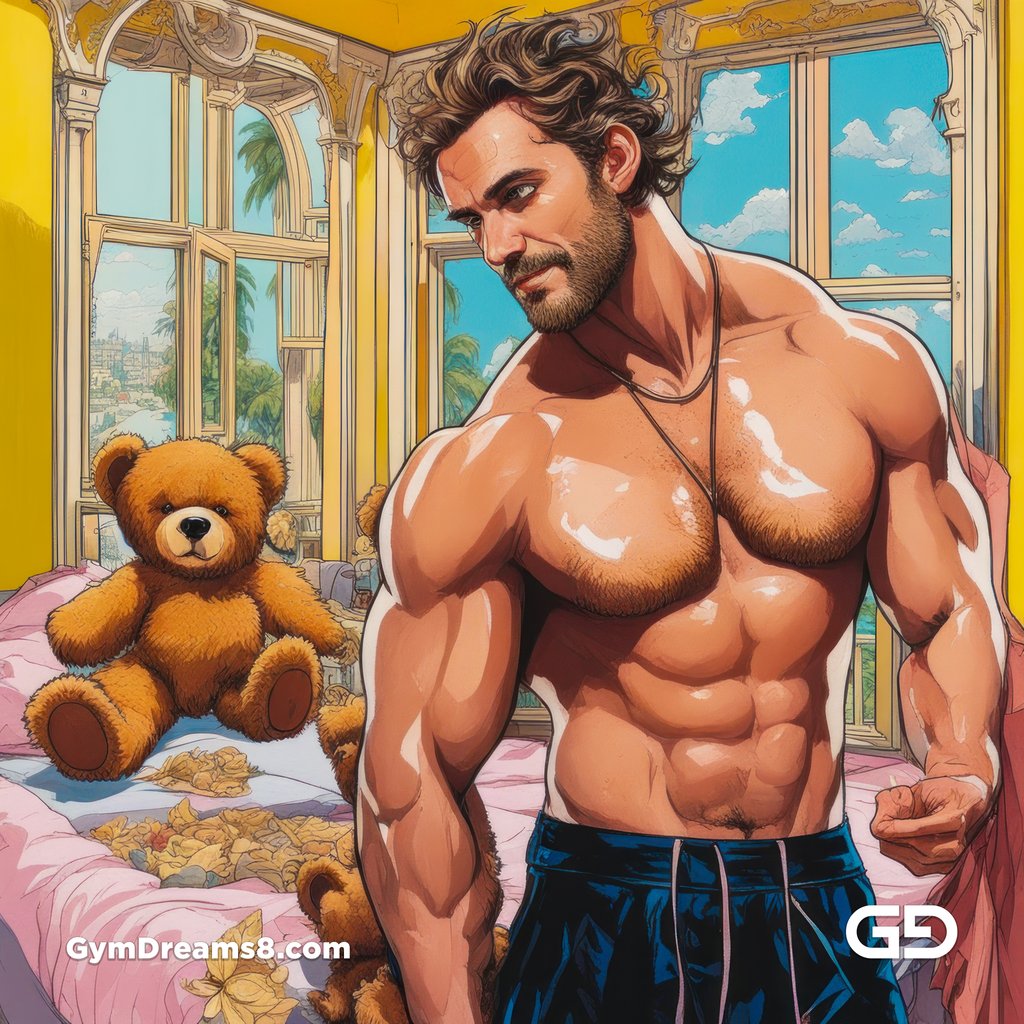 Teddy, Rugby, Stripes. Part 3. Men in long rugby socks with teddy bears. Rendered in Stable Diffusion with SDXL.