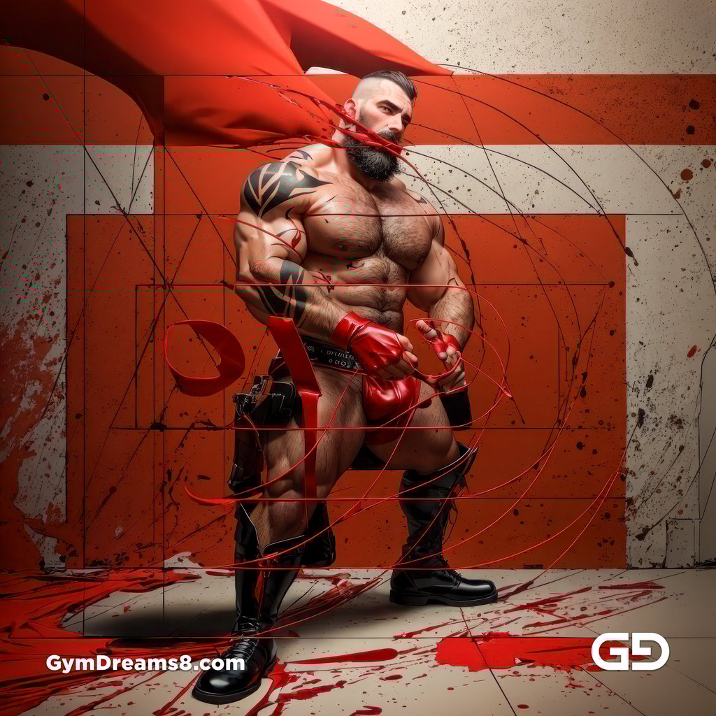 Daddy. Ink and Masculinity. Fusion of Abstract Expressionist Paint, Typography, and Male Figures, with Stable Diffusion and Airfuck’s Wild Mix.