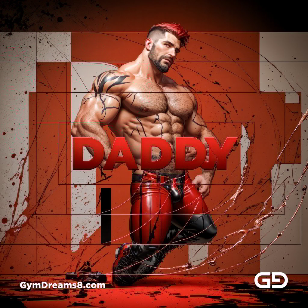 Daddy. Ink and Masculinity. Fusion of Abstract Expressionist Paint, Typography, and Male Figure, with Stable Diffusion and Airfuck’s Wild Mix.