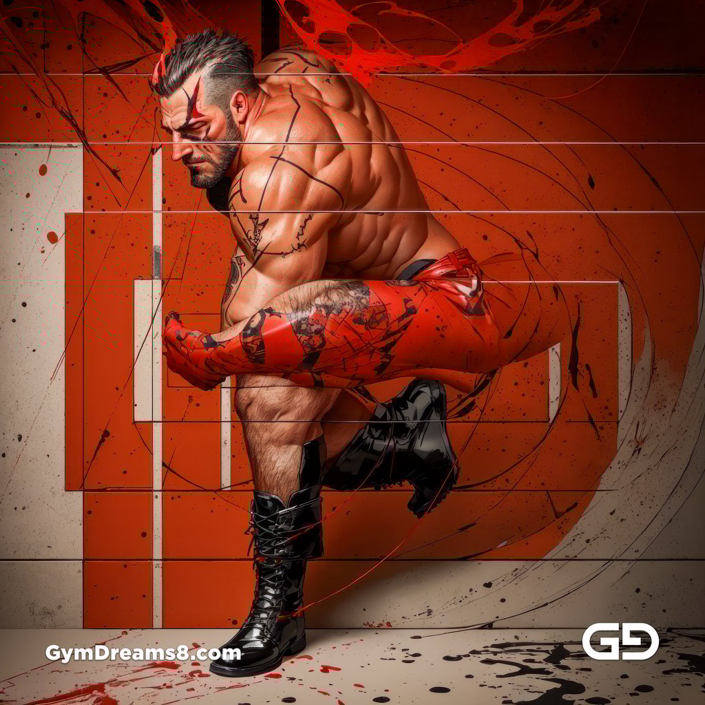 Daddy. Ink and Masculinity. Fusion of Abstract Expressionist Paint, Typography, and Male Figures, with Stable Diffusion and Airfuck’s Wild Mix.