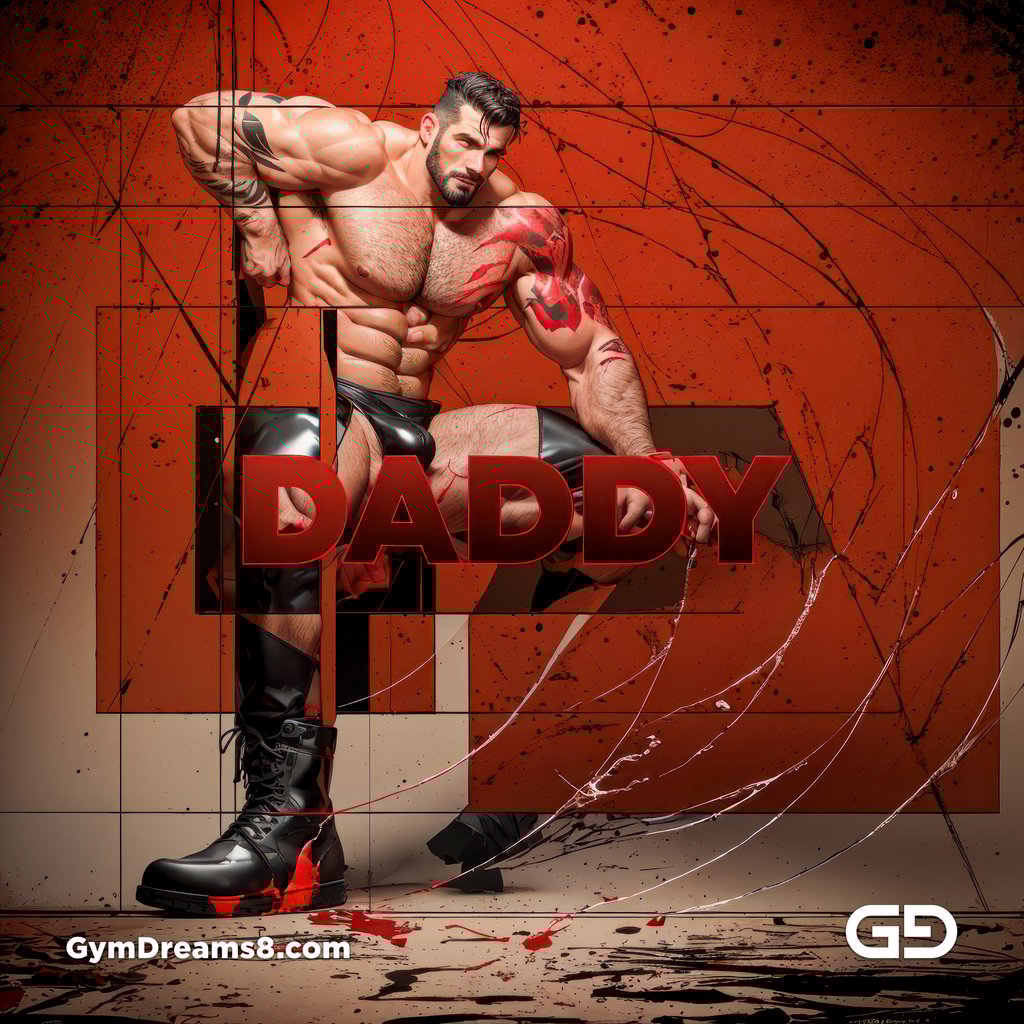 Daddy. Ink and Masculinity. Fusion of Abstract Expressionist Paint, Typography, and Male Figures, with Stable Diffusion and Airfuck’s Wild Mix.