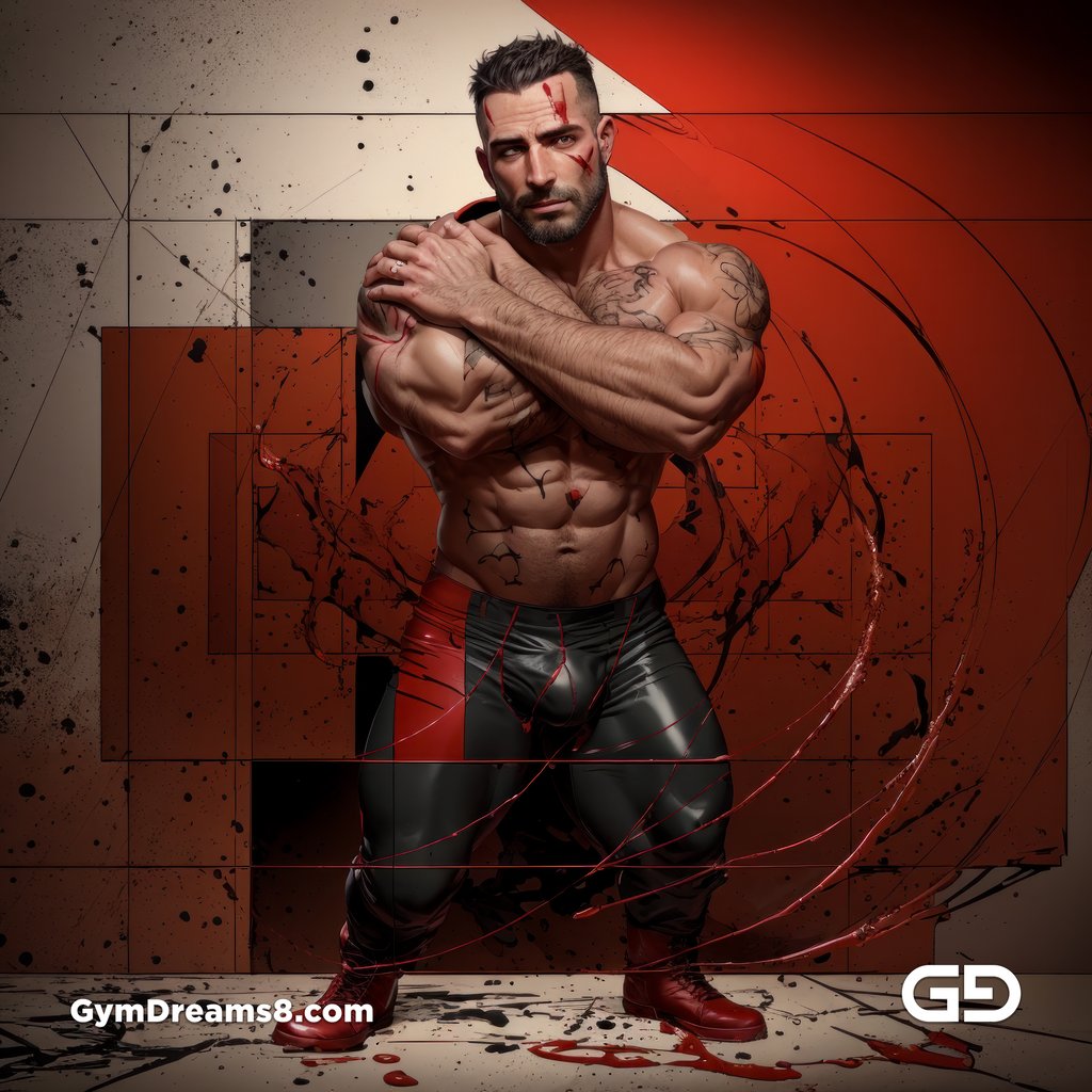 Daddy. Ink and Masculinity. Fusion of Abstract Expressionist Paint, Typography, and Male Figures, with Stable Diffusion and Airfuck’s Wild Mix.