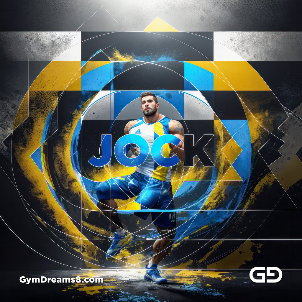 Jock. Ink and Masculinity. Fusion of Abstract Expressionist Paint, Cubist Composition, Typography, and Male Figures, with Stable Diffusion and Airfuck’s Wild Mix.