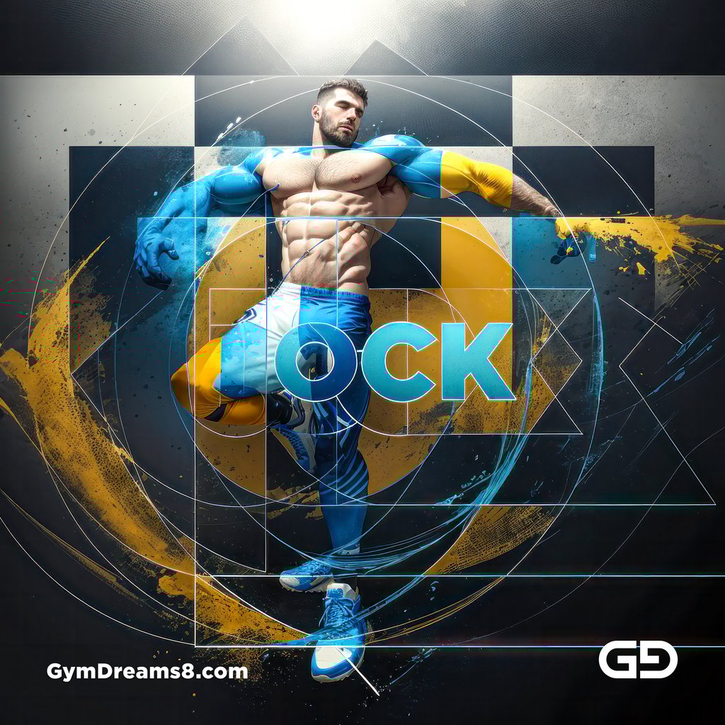 Jock. Ink and Masculinity. Fusion of Abstract Expressionist Paint, Cubist Composition, Typography, and Male Figure, with Stable Diffusion and Airfuck’s Wild Mix.