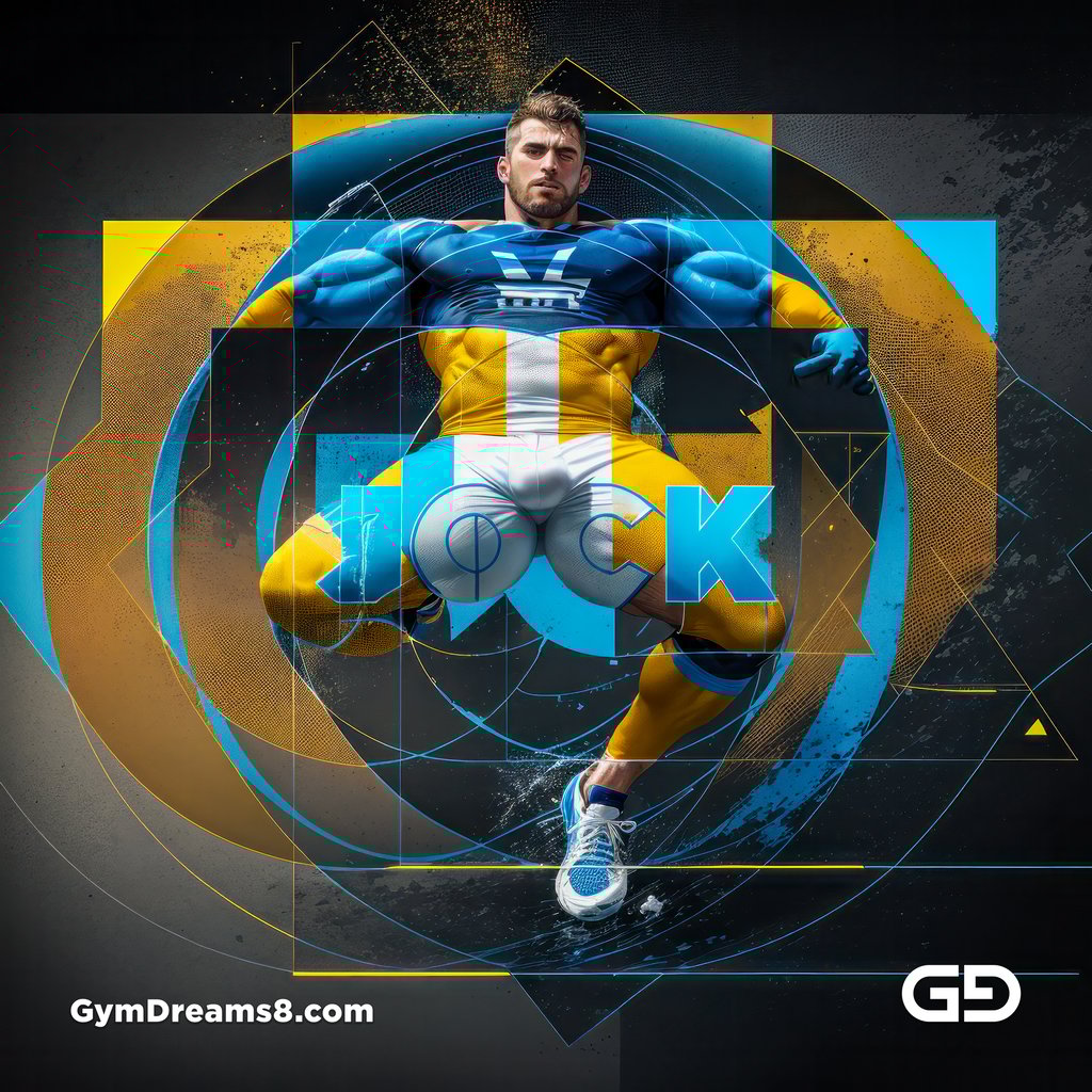 Jock. Ink and Masculinity. Fusion of Abstract Expressionist Paint, Cubist Composition, Typography, and Male Figure, with Stable Diffusion and Airfuck’s Wild Mix.