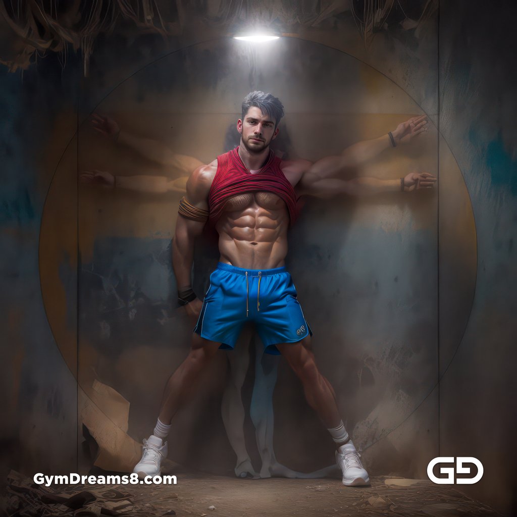 Vitruvian Man. After the Vitruvian Man c.1490 by Leonardo da Vinci. Rendered with Stable Diffusion, Airfuck’s Brute Mix, and Line Art Control Net.